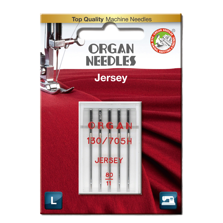 Nål Organ Jersey SUK ball point 80, 5-pakk