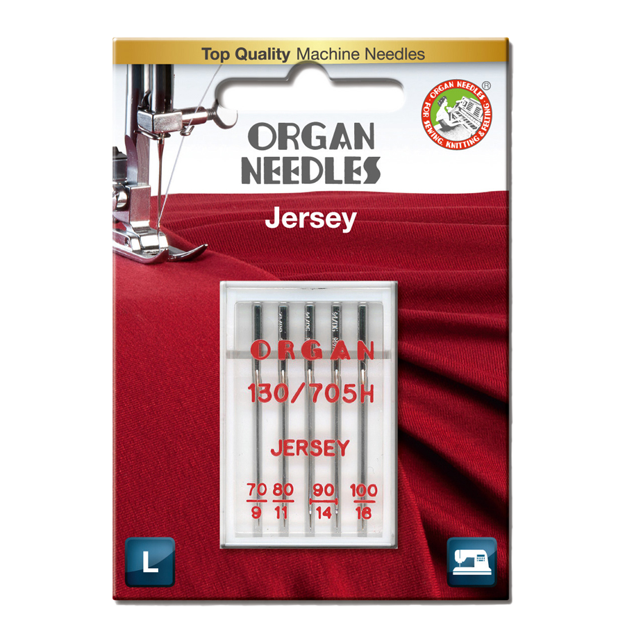 Nål Organ Jersey SUK 70-100, 5-pakk